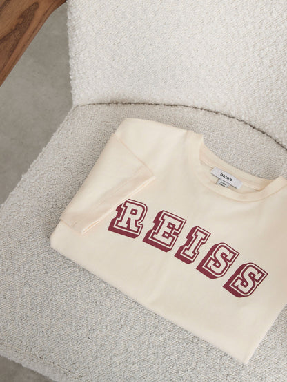 Dsiney Kidz - Reiss Off White/Brick Leonard 3-9 yrs Cotton Logo-Print Oversize T-Shirt image 1