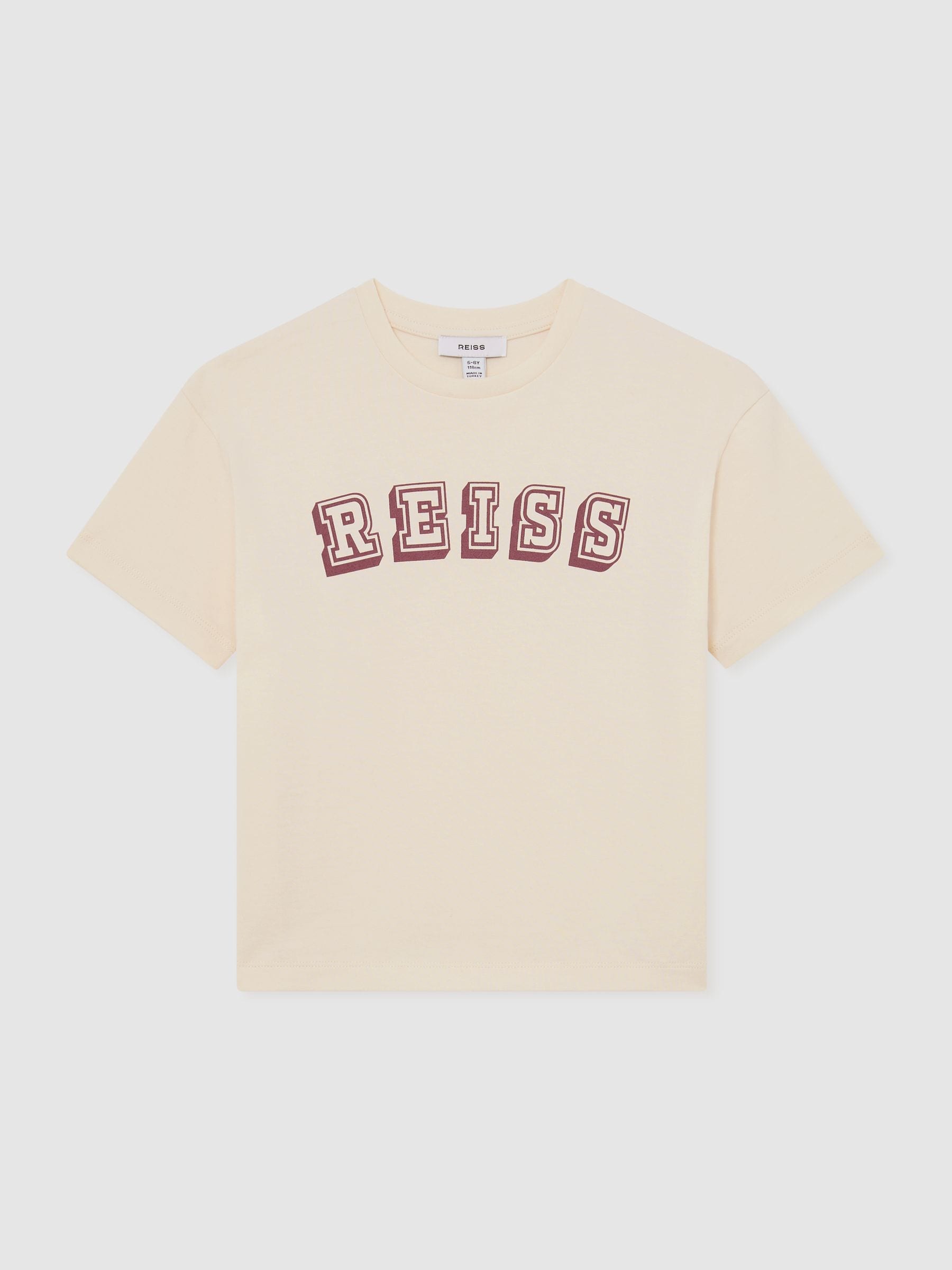 Dsiney Kidz - Reiss Off White/Brick Leonard 3-9 yrs Cotton Logo-Print Oversize T-Shirt image 2