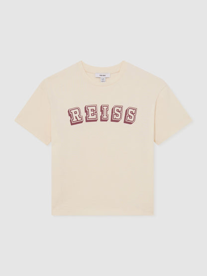Dsiney Kidz - Reiss Off White/Brick Leonard 3-9 yrs Cotton Logo-Print Oversize T-Shirt image 2