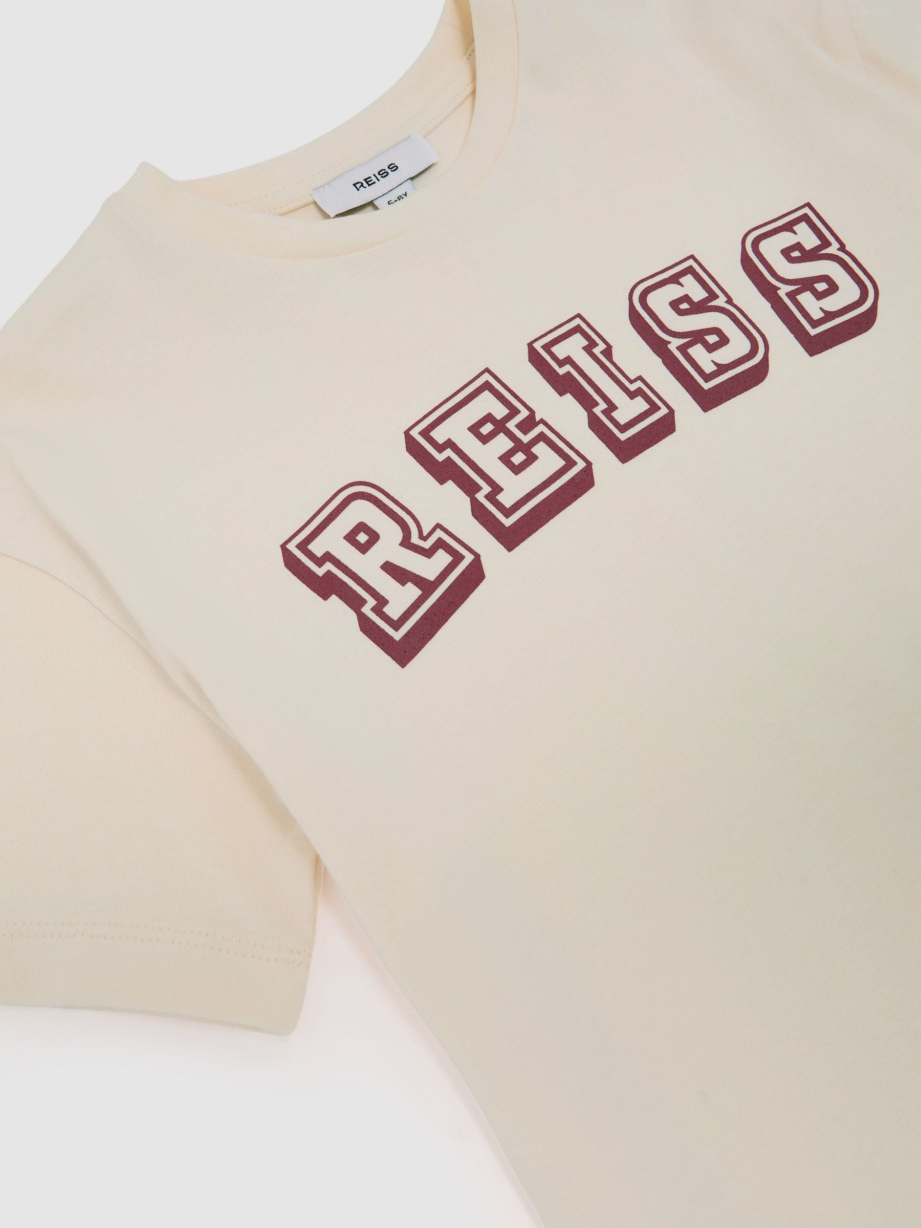 Dsiney Kidz - Reiss Off White/Brick Leonard 3-9 yrs Cotton Logo-Print Oversize T-Shirt image 3