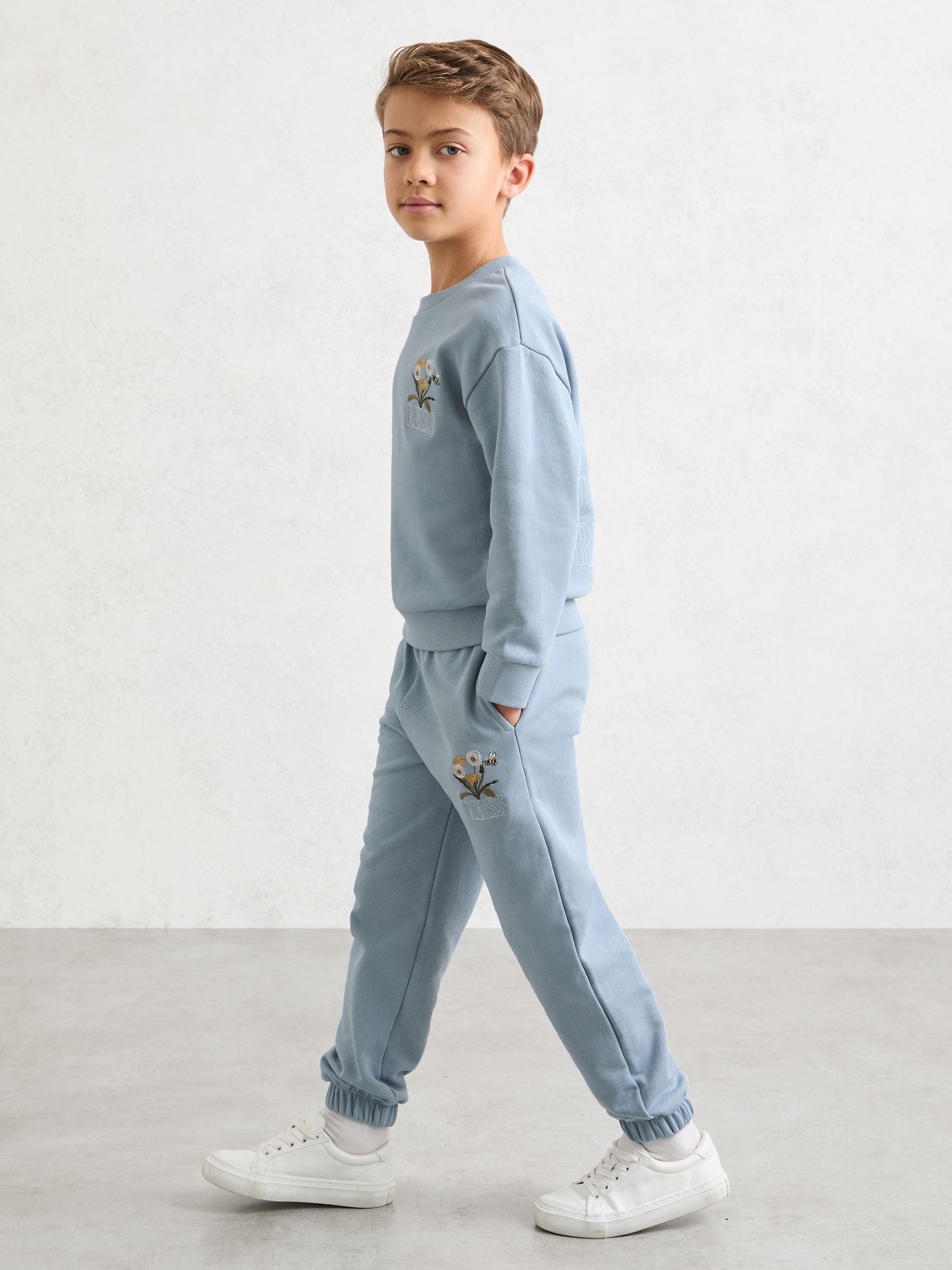 Reiss Pale Blue Dodd 9-13 yrs Cotton Dandelion Logo Cuffed Joggers image 3