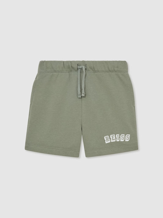 Reiss Sage/Off White Swinley 9-13 yrs Cotton Logo Drawstring Shorts image 2