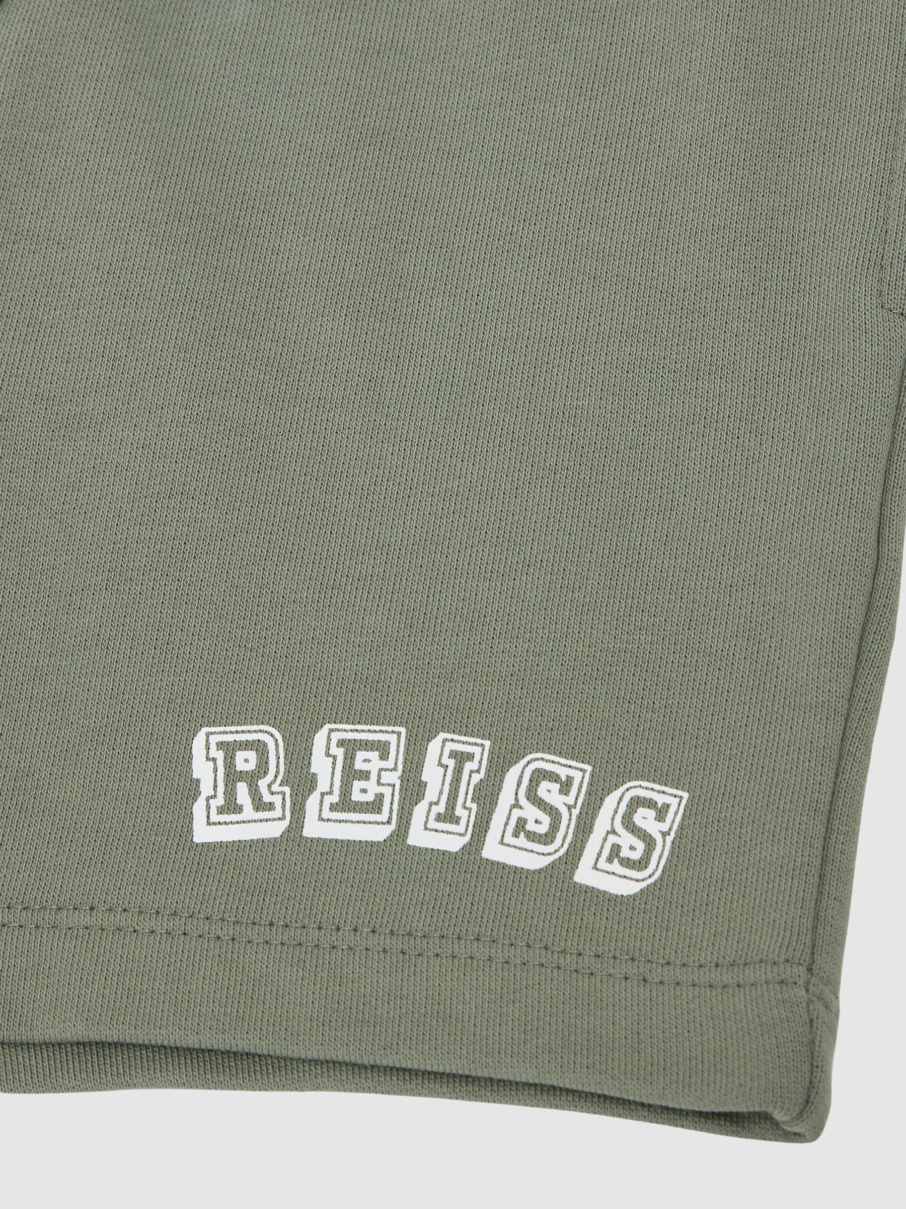 Reiss Sage/Off White Swinley 9-13 yrs Cotton Logo Drawstring Shorts image 4
