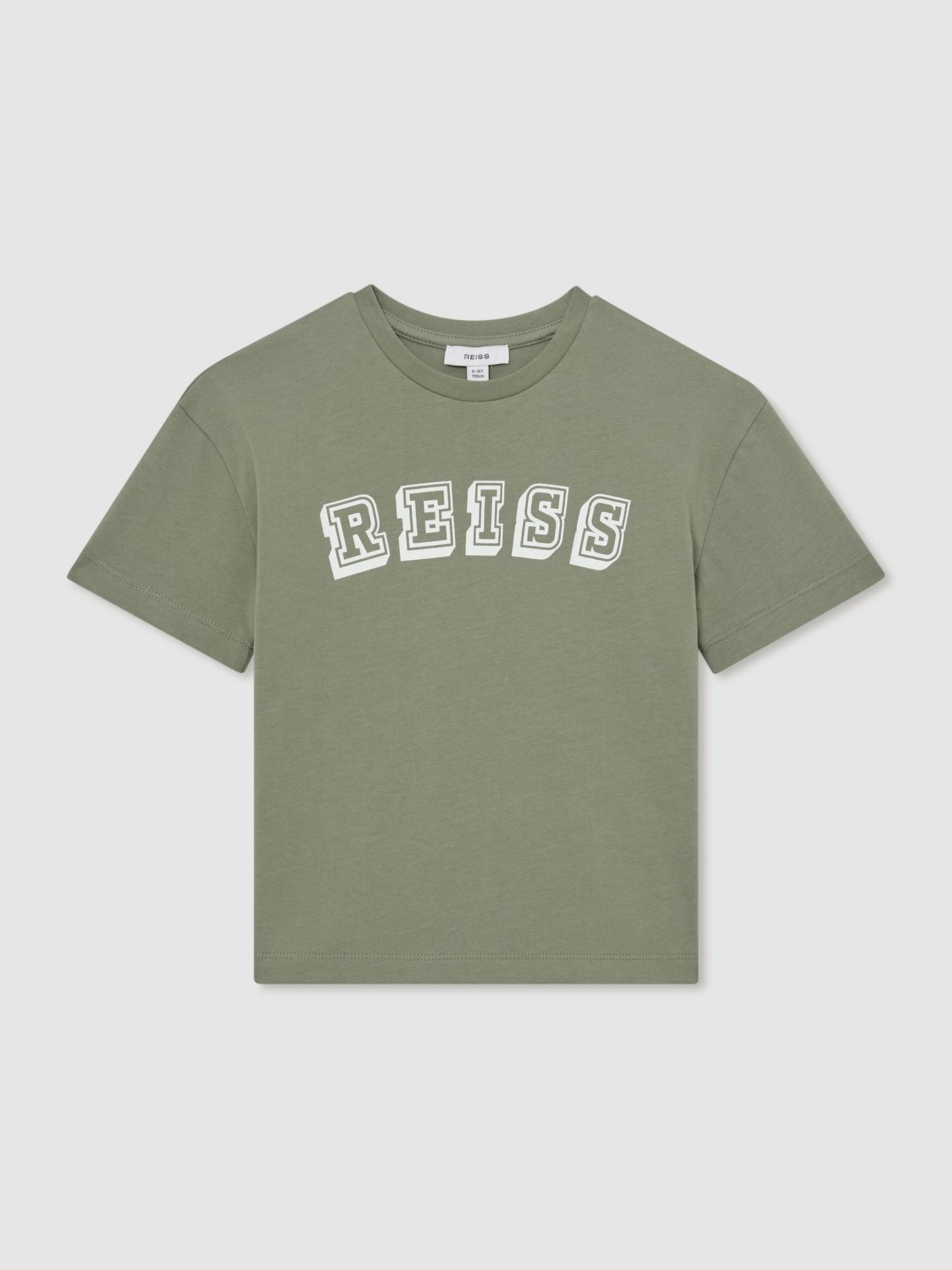 Dsiney Kidz - Reiss Sage/Off White Leonard 3-9 yrs Cotton Logo-Print Oversize T-Shirt image 2