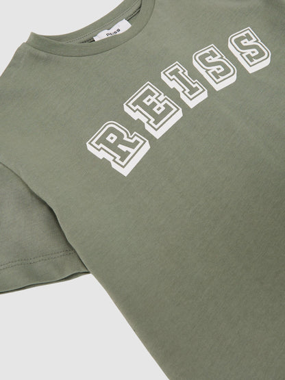 Dsiney Kidz - Reiss Sage/Off White Leonard 3-9 yrs Cotton Logo-Print Oversize T-Shirt image 3