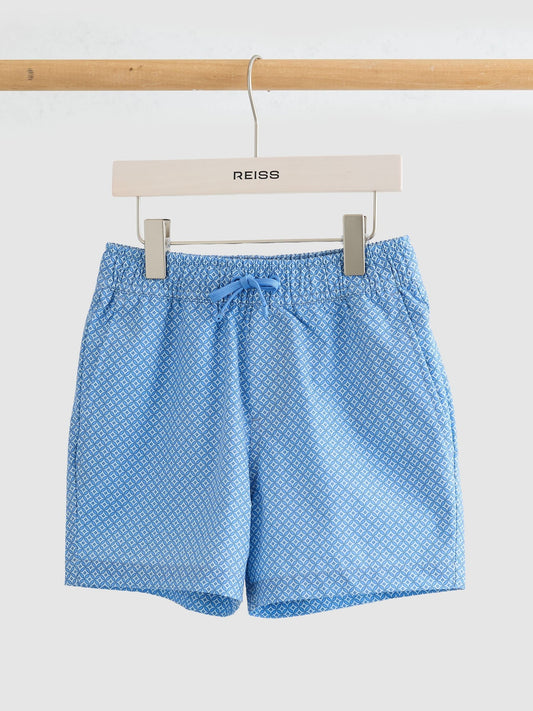 Reiss Blue Cliff 3-9 yrs Printed Drawstring Swim Shorts image 2
