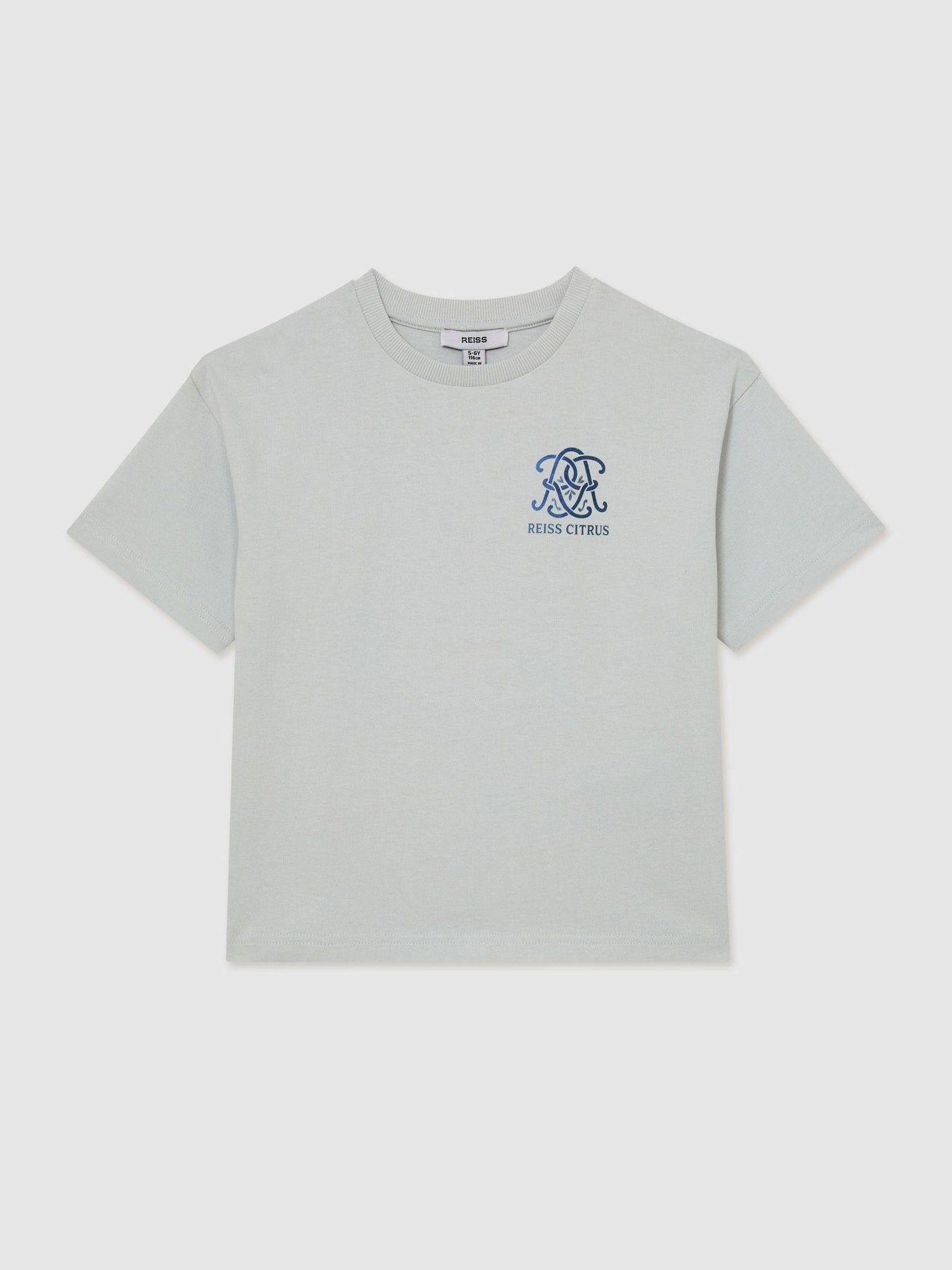 Reiss Pale Blue Barrett 3-9 yrs Monogram Citrus-Print Relaxed T-Shirt image 1