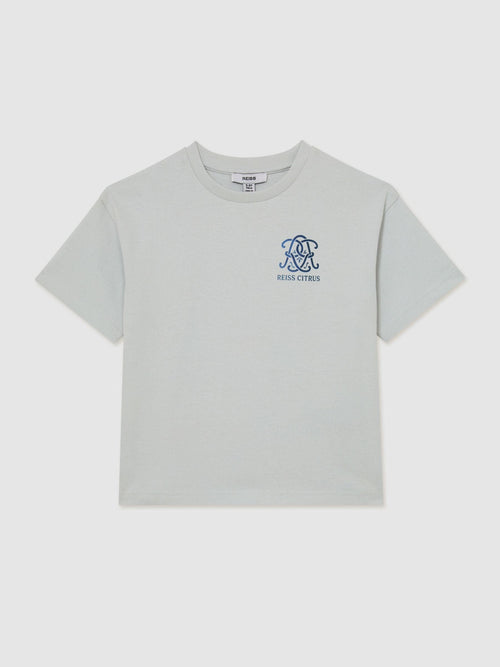 Reiss Pale Blue Barrett 3-9 yrs Monogram Citrus-Print Relaxed T-Shirt image 1