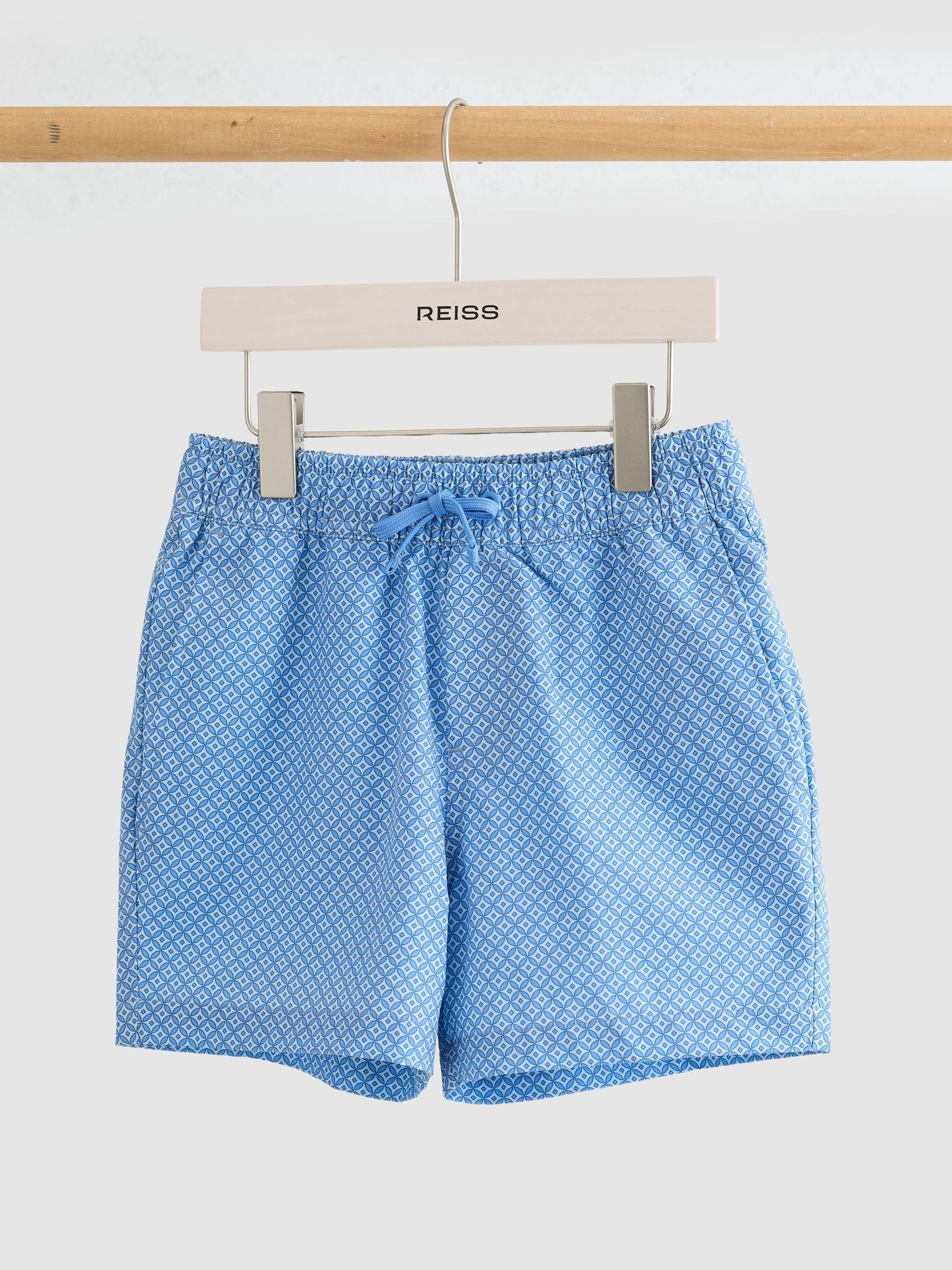 Reiss Blue Cliff 9-13 yrs Printed Drawstring Swim Shorts image 1