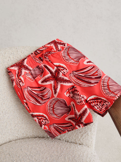 Reiss Coral Cliff 9-13 yrs Printed Drawstring Swim Shorts image 1