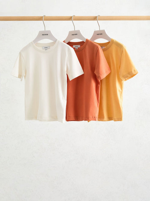 Reiss Yellow/Orange/Off White Bless 3 Pack 9-13 yrs 3 Pack Cotton Crew-Neck T-Shirts image 1