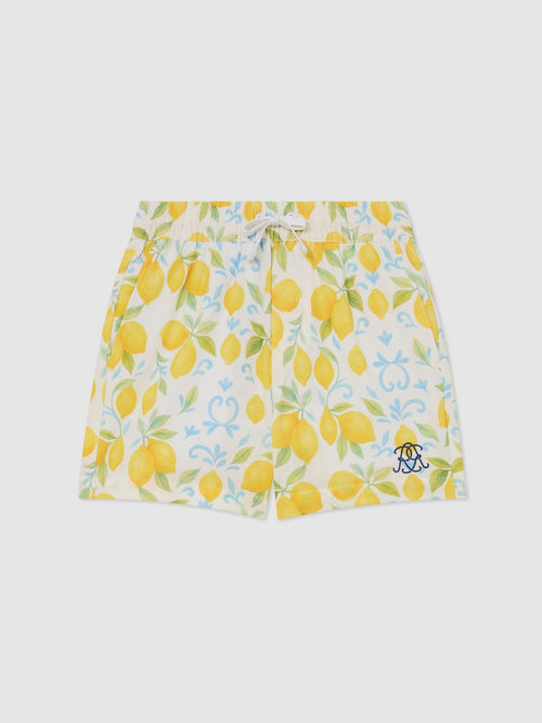 Reiss White Cliff 3-9 yrs Printed Drawstring Swim Shorts image 1