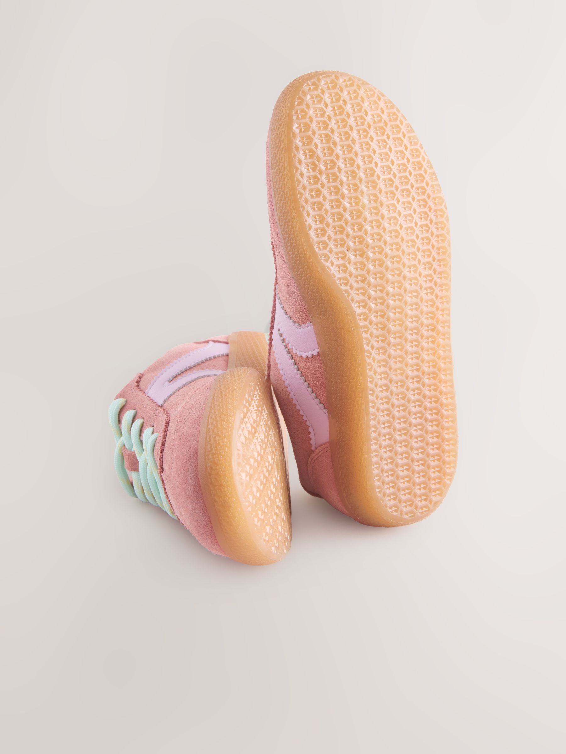 Peach Pink Standard Fit (F) Retro Trainers image 2