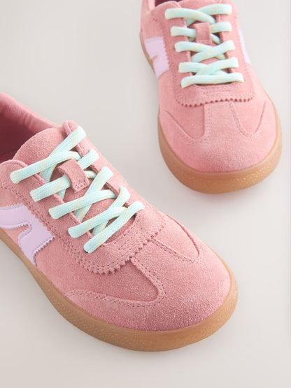 Peach Pink Standard Fit (F) Retro Trainers image 3