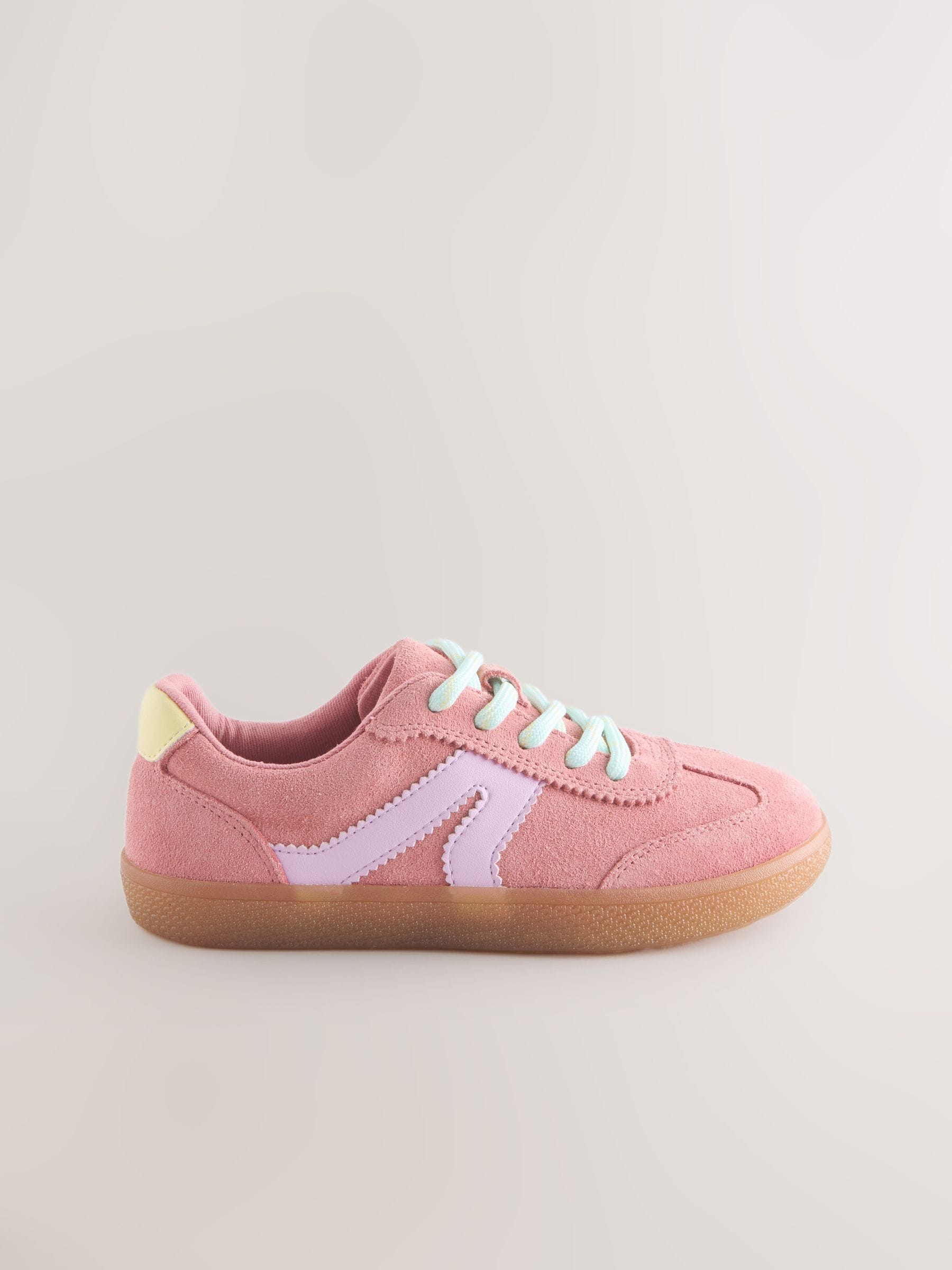 Peach Pink Standard Fit (F) Retro Trainers image 5