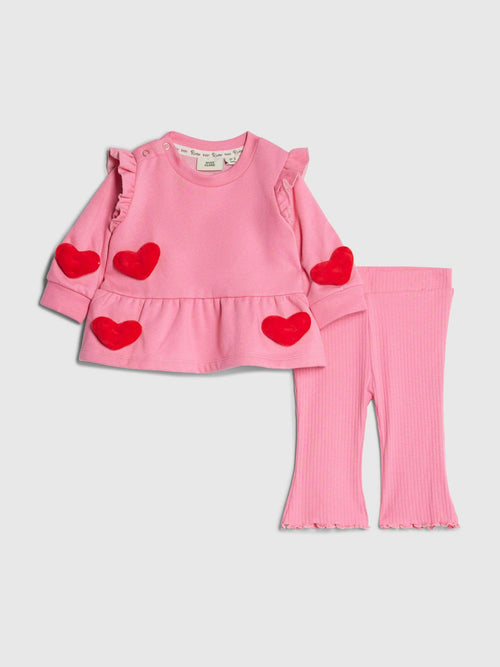 River Island Pink 3D Heart Sweat & Leggings Set image 1