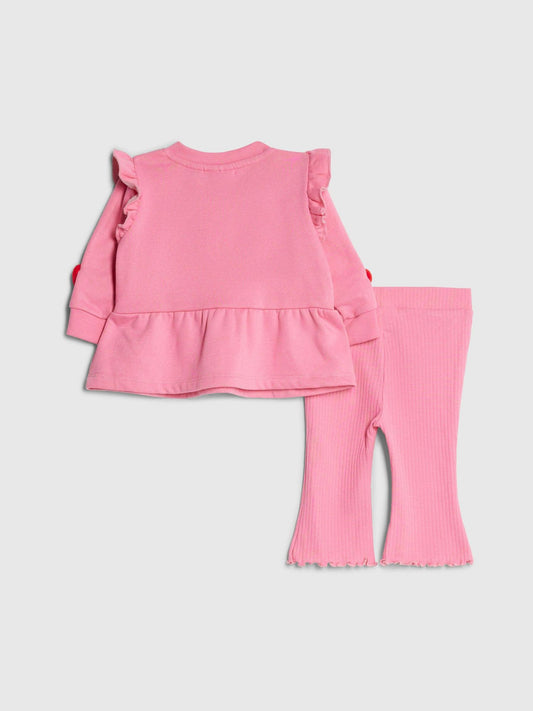 River Island Pink 3D Heart Sweat & Leggings Set image 2