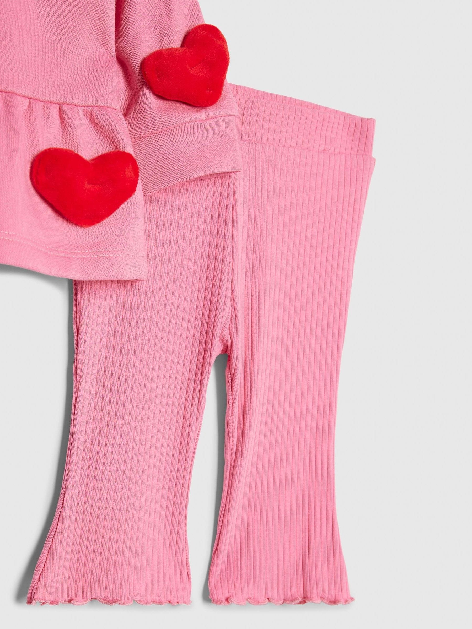 River Island Pink 3D Heart Sweat & Leggings Set image 4