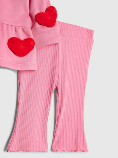 River Island Pink 3D Heart Sweat & Leggings Set image 4