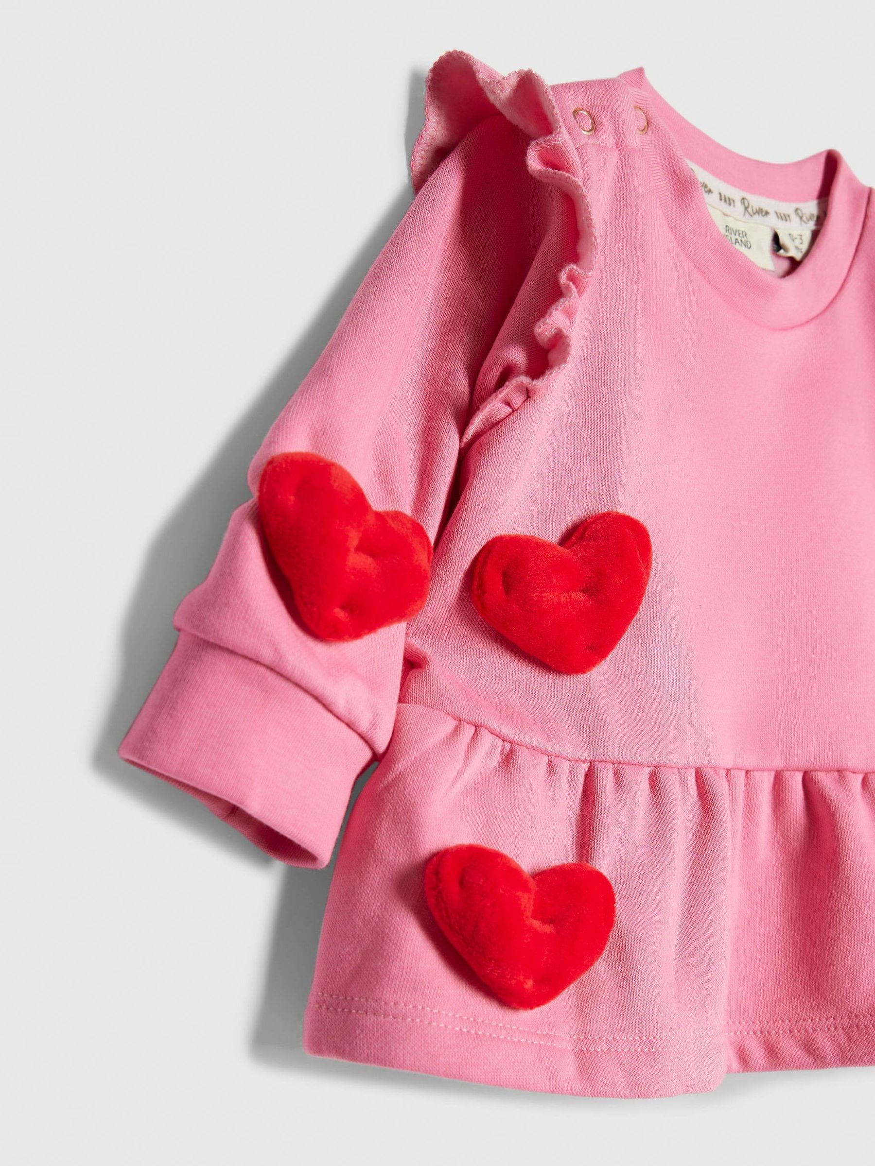 River Island Pink 3D Heart Sweat & Leggings Set image 5