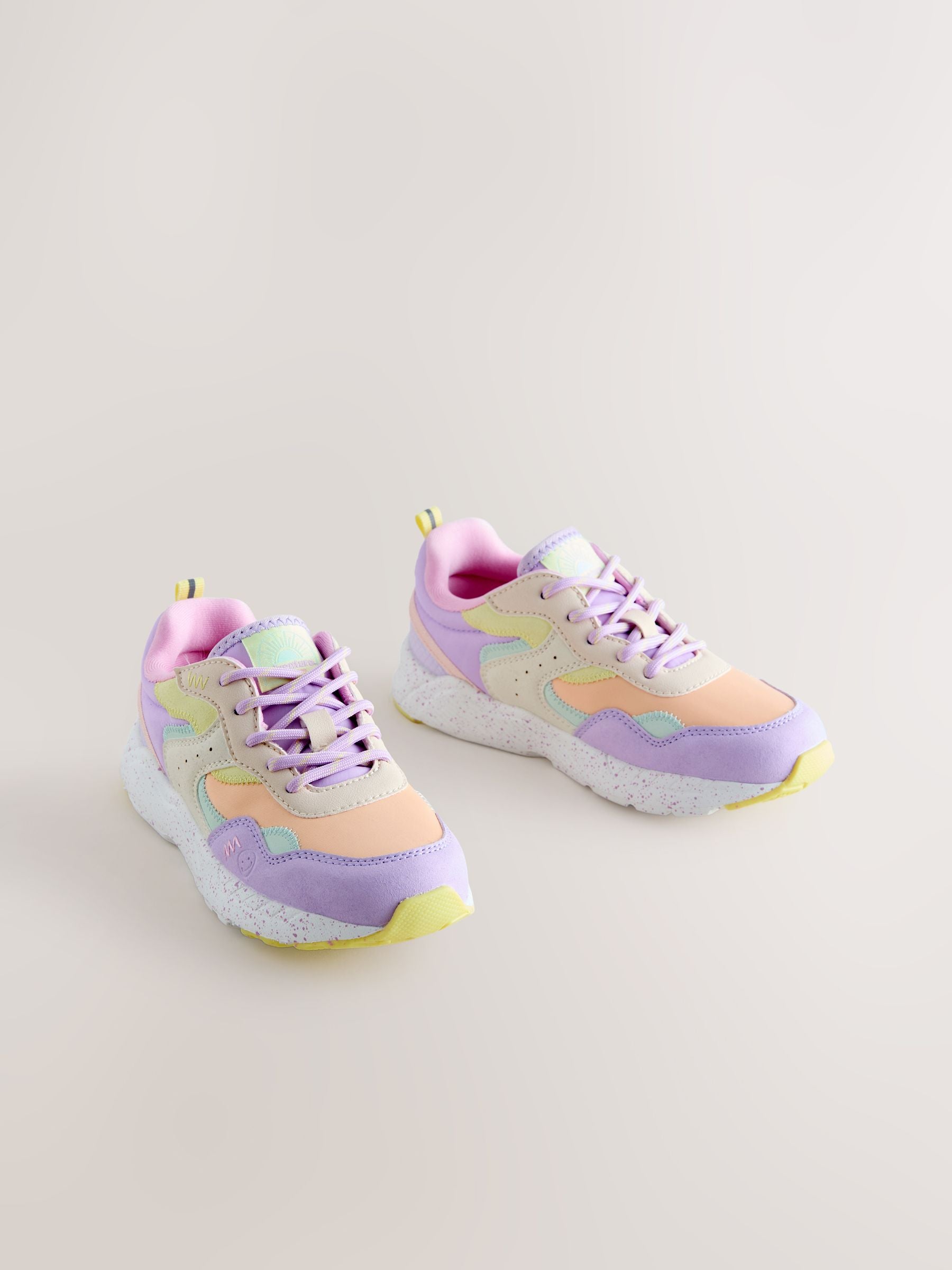 Multi Bright Wide Fit (G) Lace-Up Colourblock Trainers image 1