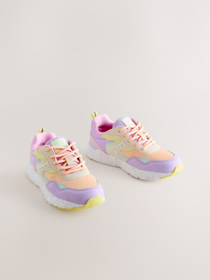 Multi Bright Wide Fit (G) Lace-Up Colourblock Trainers image 2