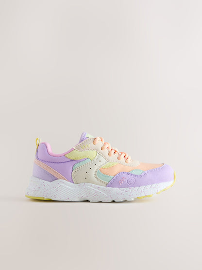 Multi Bright Wide Fit (G) Lace-Up Colourblock Trainers image 3
