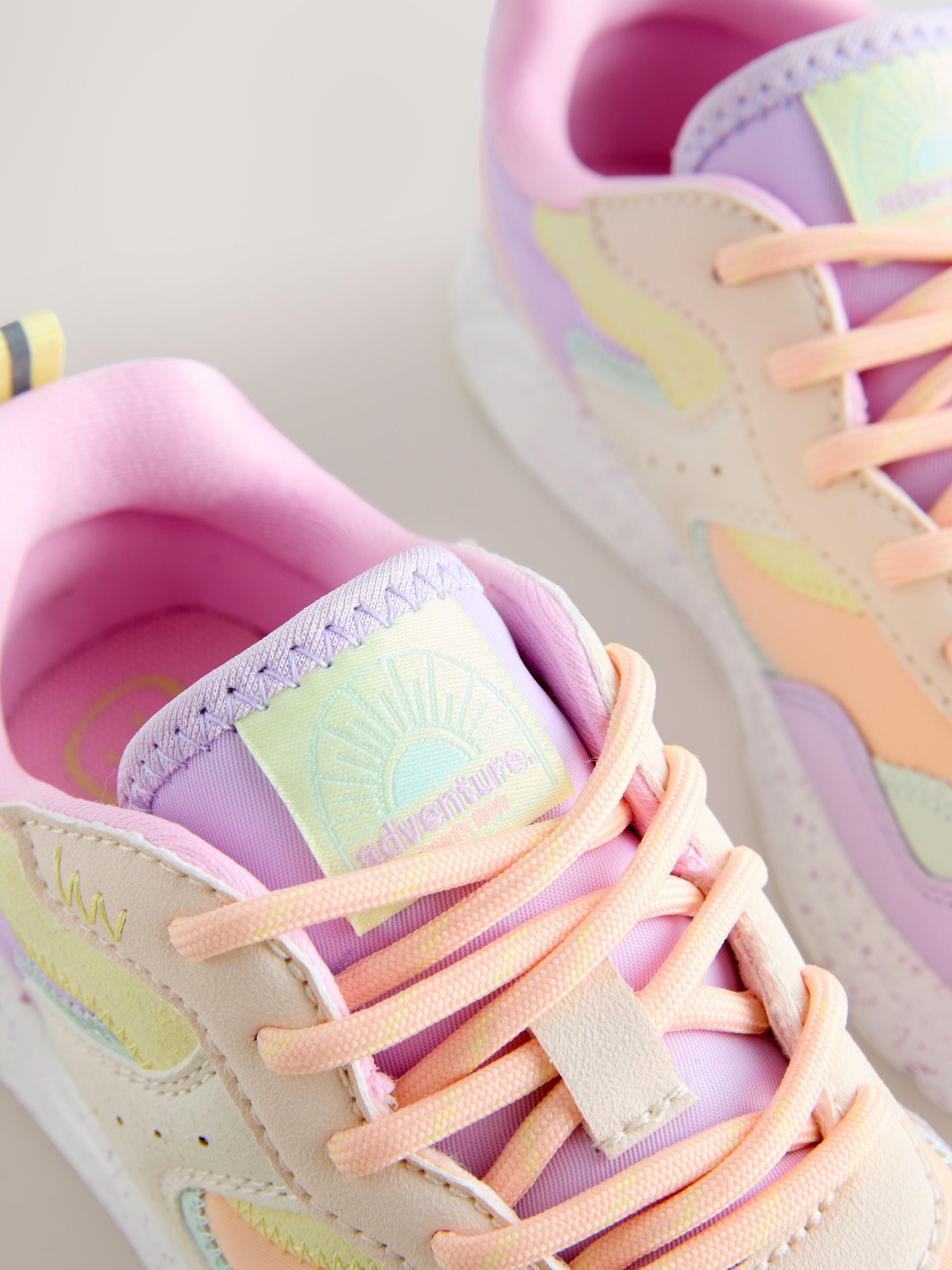 Multi Bright Wide Fit (G) Lace-Up Colourblock Trainers image 4
