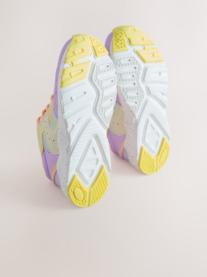 Multi Bright Wide Fit (G) Lace-Up Colourblock Trainers image 5
