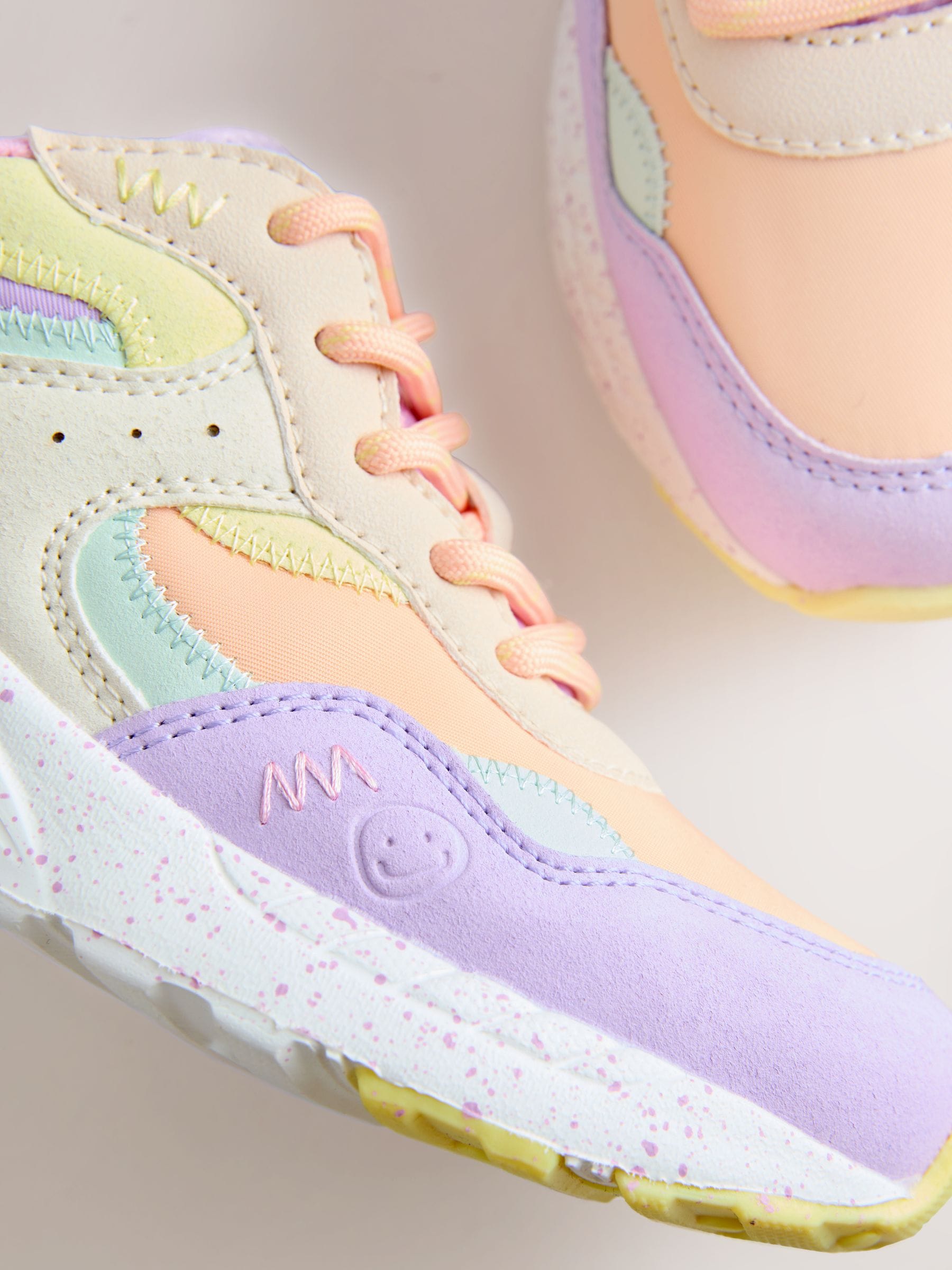 Multi Bright Wide Fit (G) Lace-Up Colourblock Trainers image 6