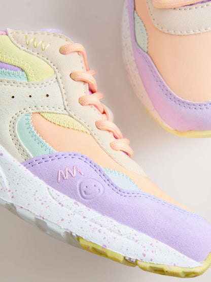 Multi Bright Wide Fit (G) Lace-Up Colourblock Trainers image 6