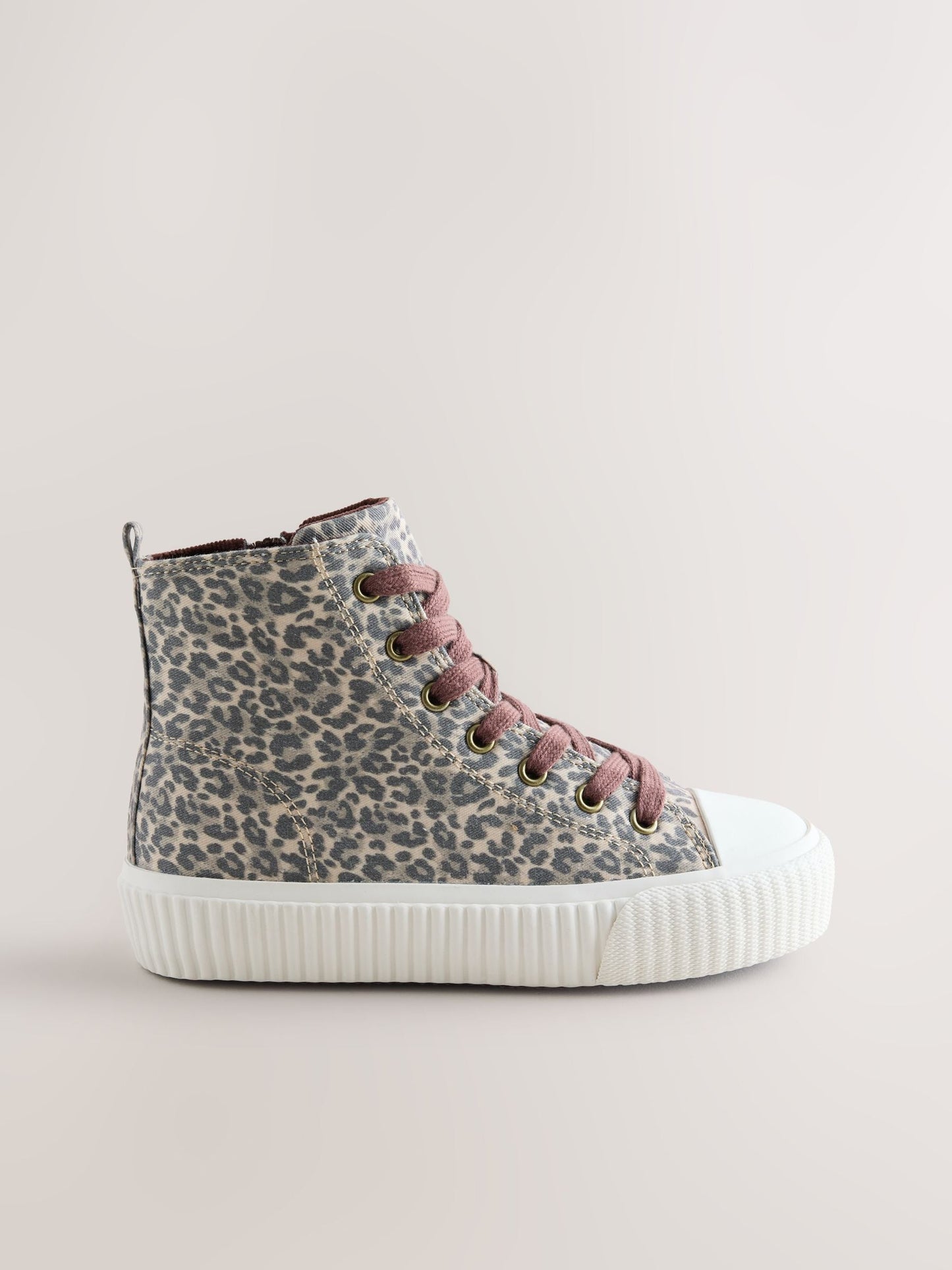 Leopard Print Standard Fit (F) Lace Up High Top Trainers image 2