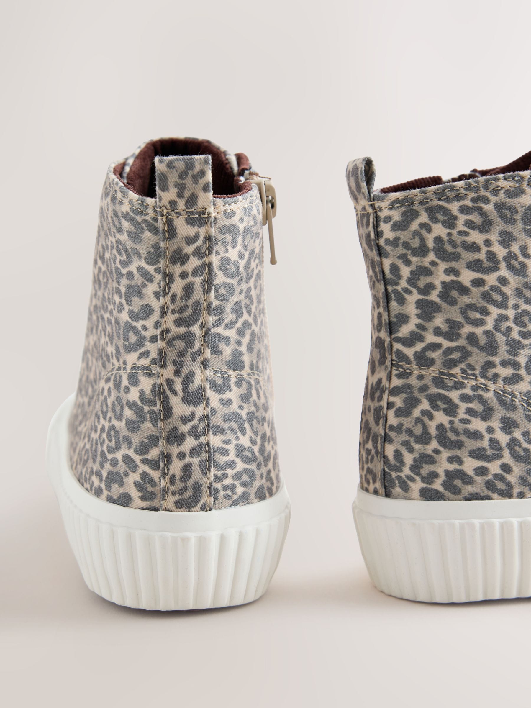 Leopard Print Standard Fit (F) Lace Up High Top Trainers image 4