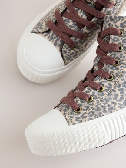 Leopard Print Standard Fit (F) Lace Up High Top Trainers image 5