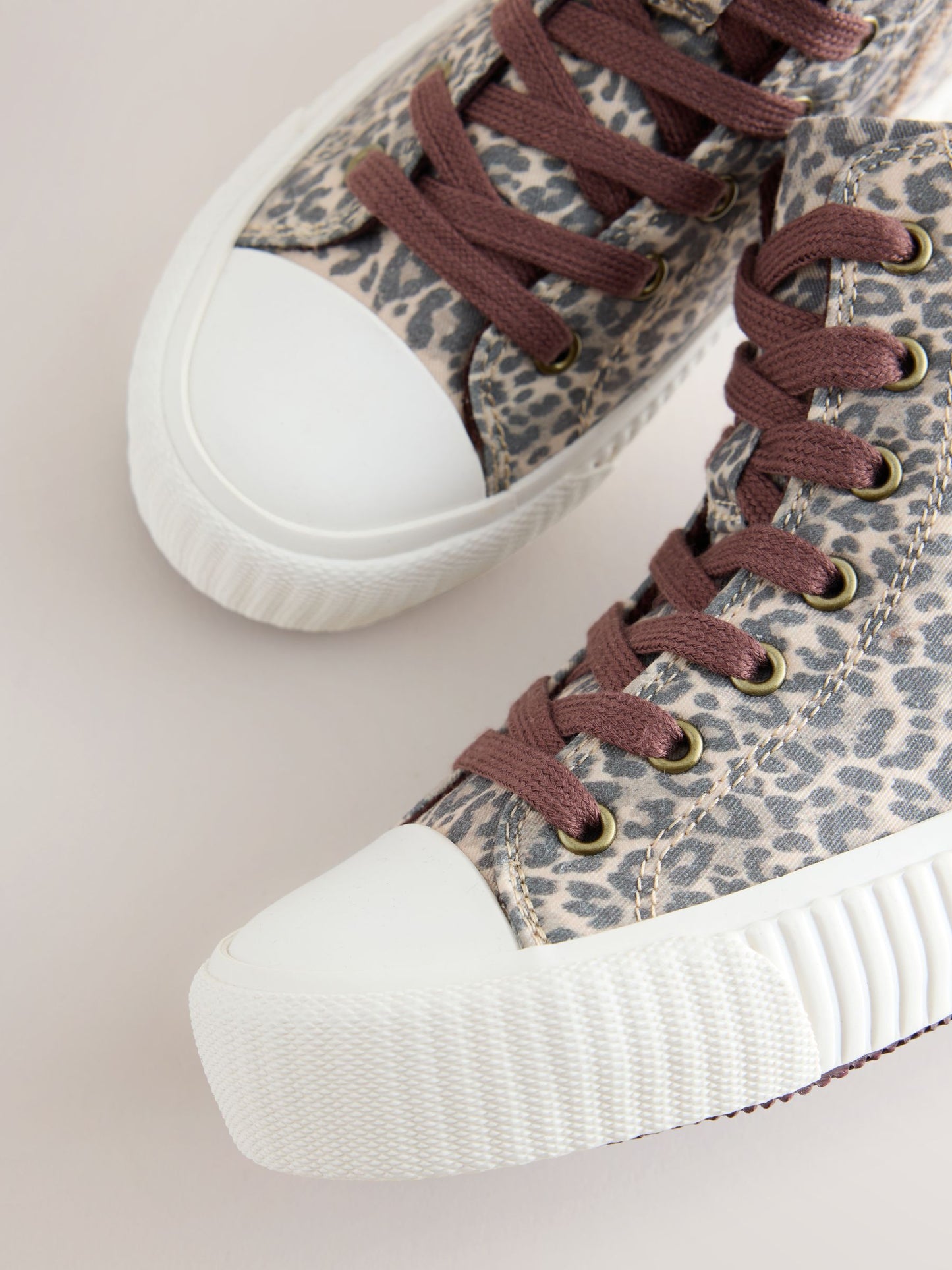 Leopard Print Standard Fit (F) Lace Up High Top Trainers image 6