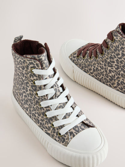 Leopard Print Standard Fit (F) Lace Up High Top Trainers image 7