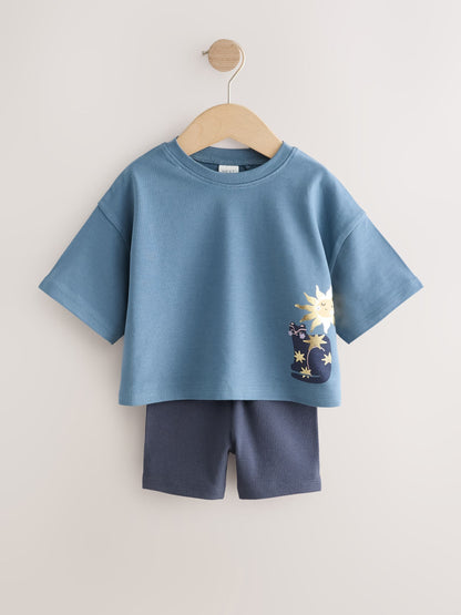 Dsiney Kidz - Blue Short Sleeve T-Shirt and Cycle Shorts Set (3mths-7yrs) image 4