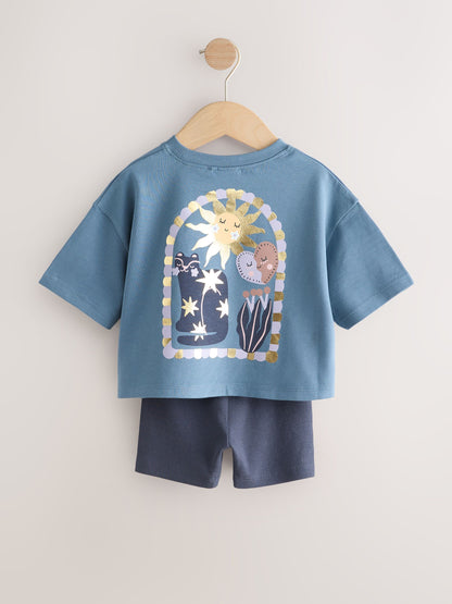 Dsiney Kidz - Blue Short Sleeve T-Shirt and Cycle Shorts Set (3mths-7yrs) image 6