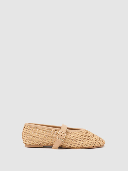 Reiss Neutral Klara Girls Woven Ballet Pumps image 1