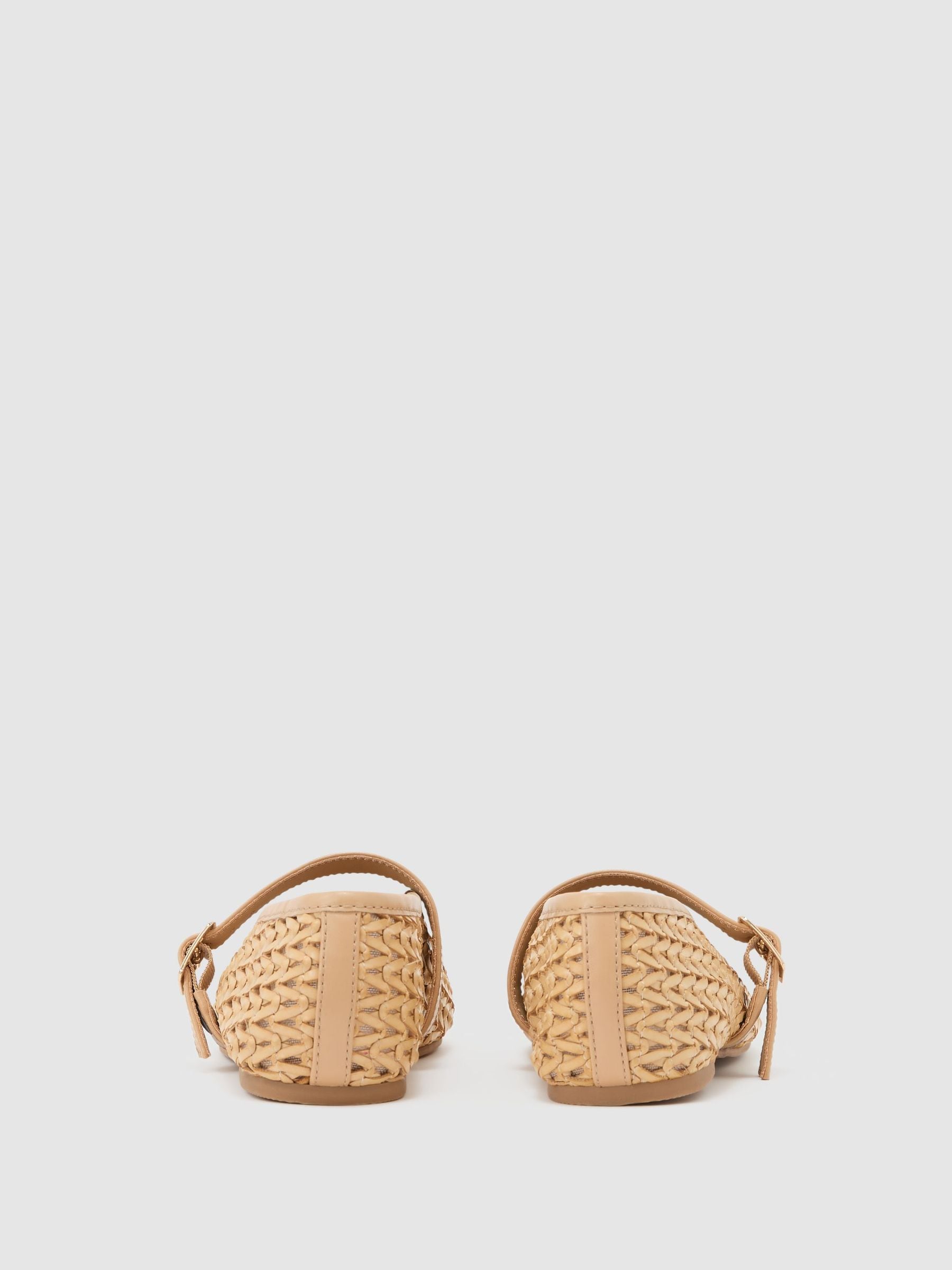 Reiss Neutral Klara Girls Woven Ballet Pumps image 3