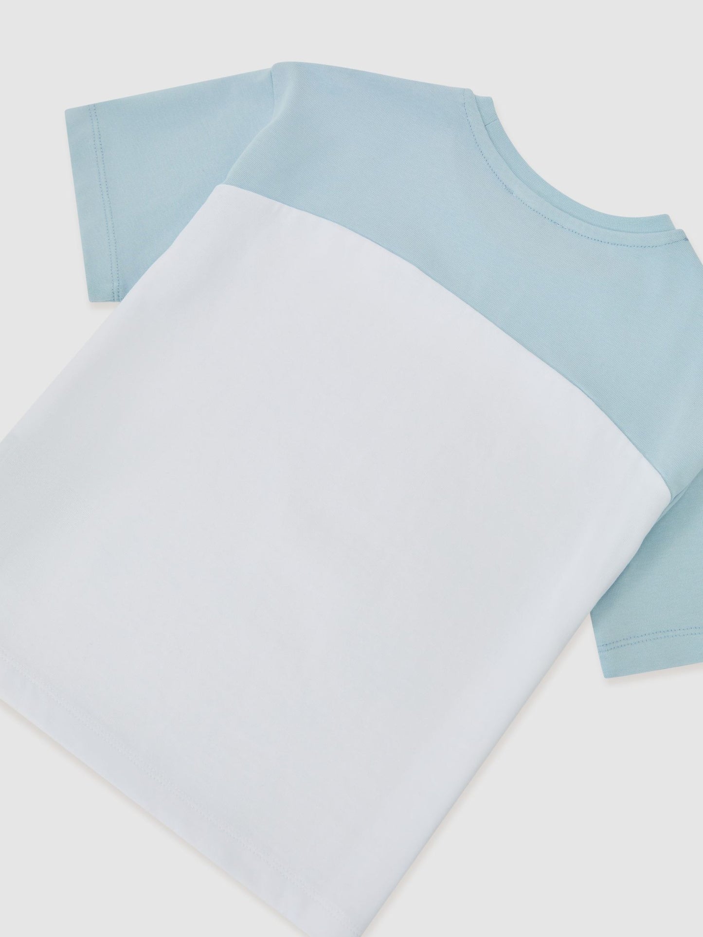 Reiss White/Pale Blue Jones 9-13 yrs Cotton Colour-Block Label T-Shirt image 4