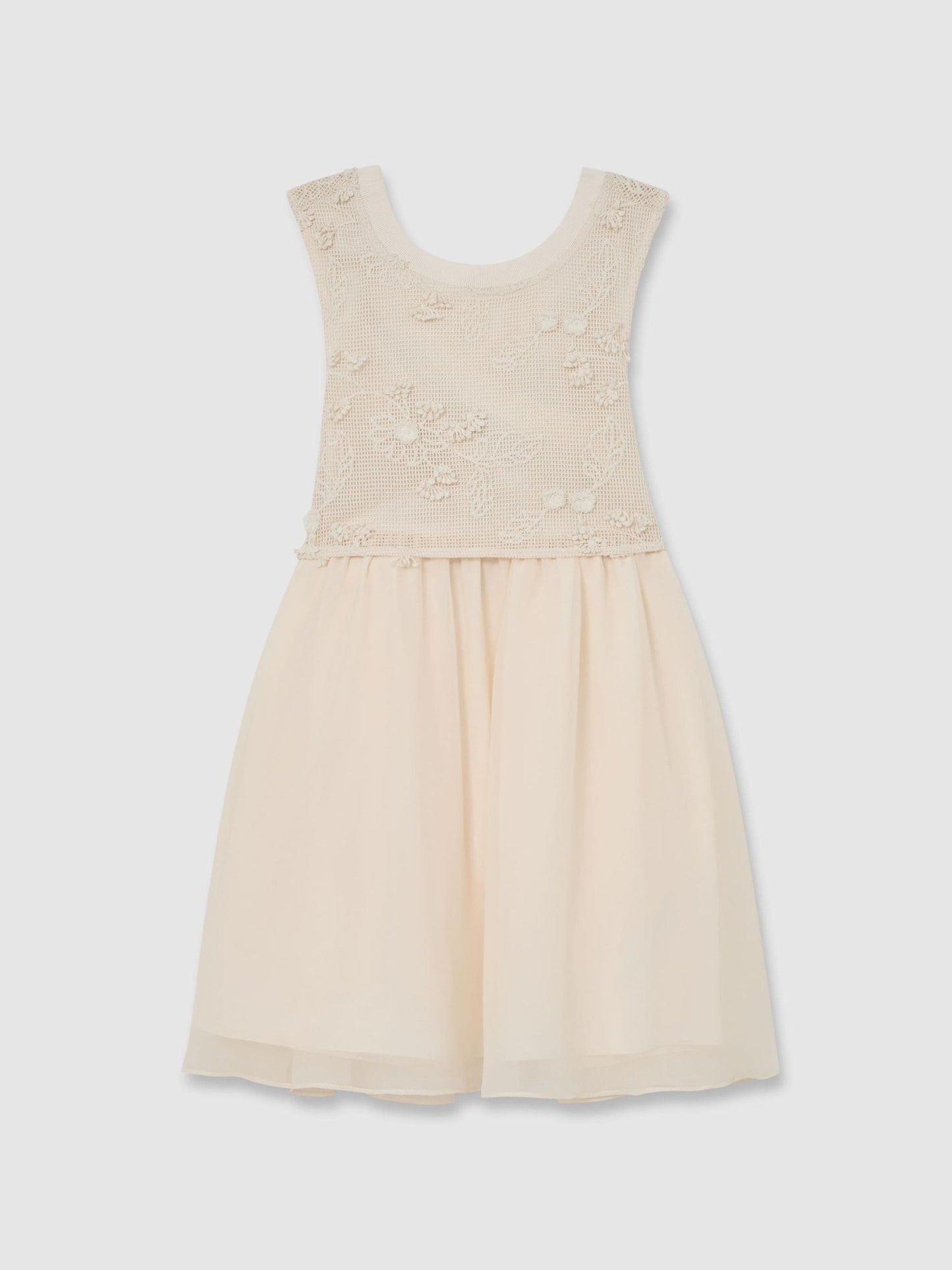 Reiss Neutral Gianna 9-13 yrs Floral-Embroidered Latticework Dress image 2