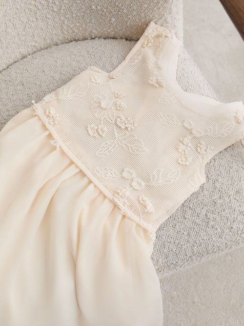 Reiss Neutral Gianna 9-13 yrs Floral-Embroidered Latticework Dress image 1