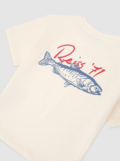 Reiss White Morgan 9-13 yrs Cotton Fish Logo Print T-Shirt image 3