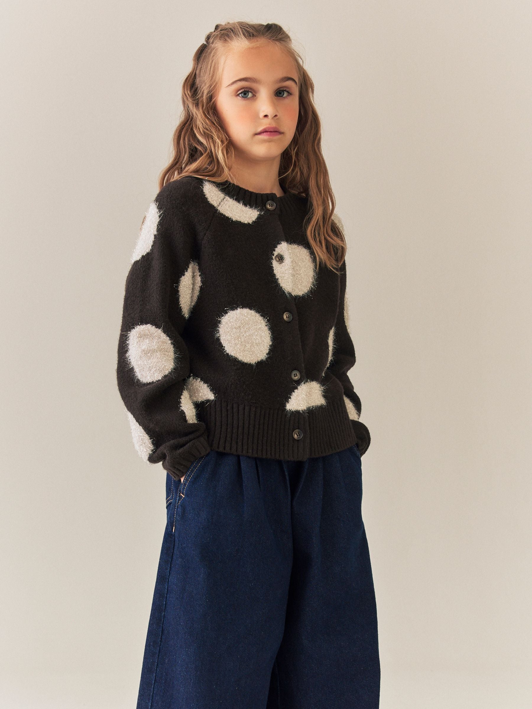 Dsiney Kidz - Brown Spot Tinsel Cardigan (3-16yrs) image 1