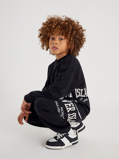 Dsiney Kidz - River Island Black River Varsity Sweatshirt & Jogger Set image 2