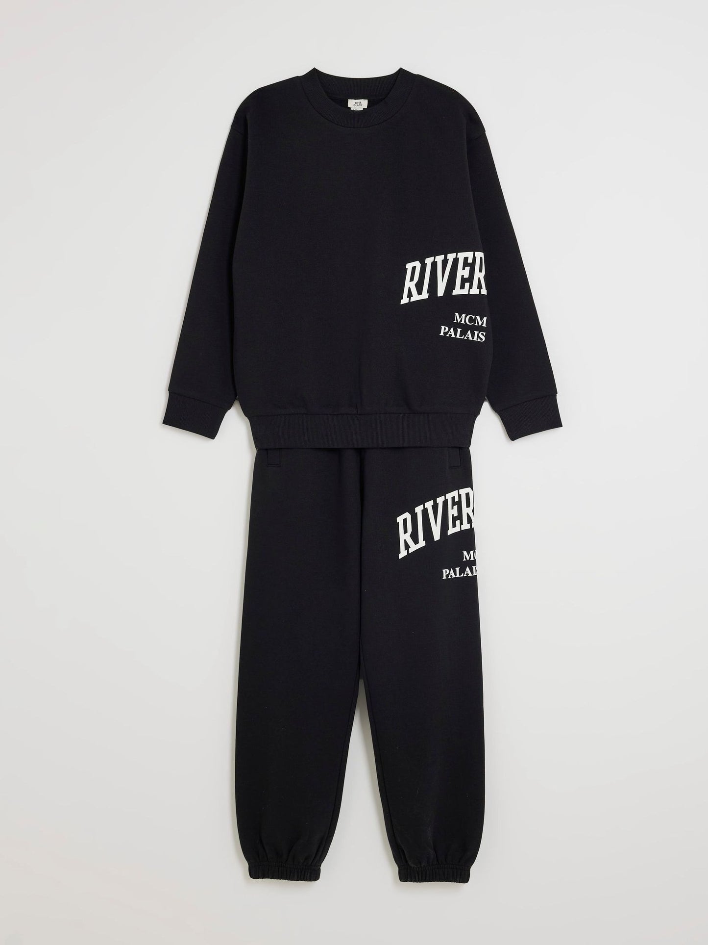 Dsiney Kidz - River Island Black River Varsity Sweatshirt & Jogger Set image 5