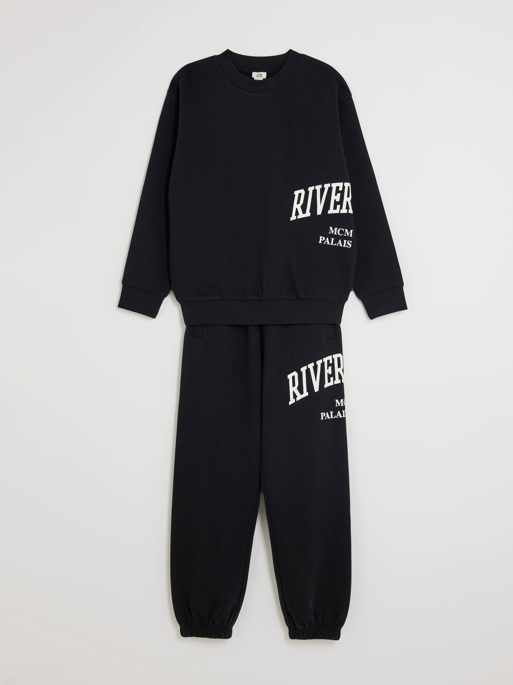 Dsiney Kidz - River Island Black River Varsity Sweatshirt & Jogger Set image 5