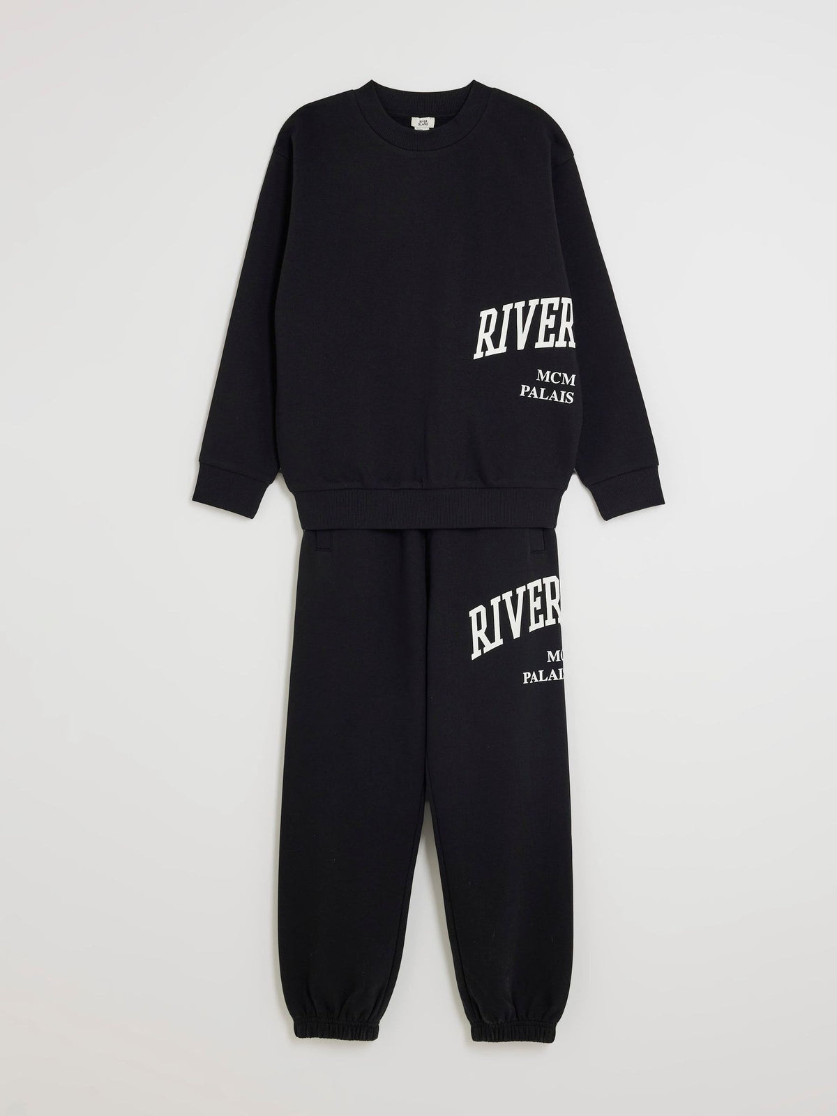 Dsiney Kidz - River Island Black River Varsity Sweatshirt & Jogger Set image 5