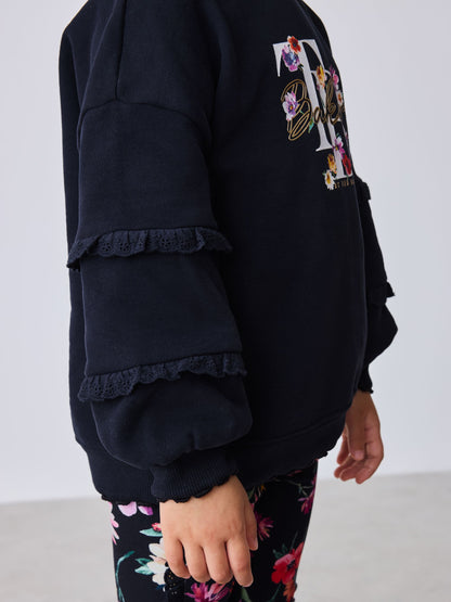 Baker by Ted Baker 2 Piece Sweat Top & Floral Printed Flare Leggings Set image 3